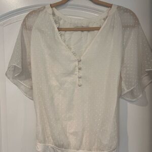 Abercrombie & Fitch Cream Blouse with Button Detail